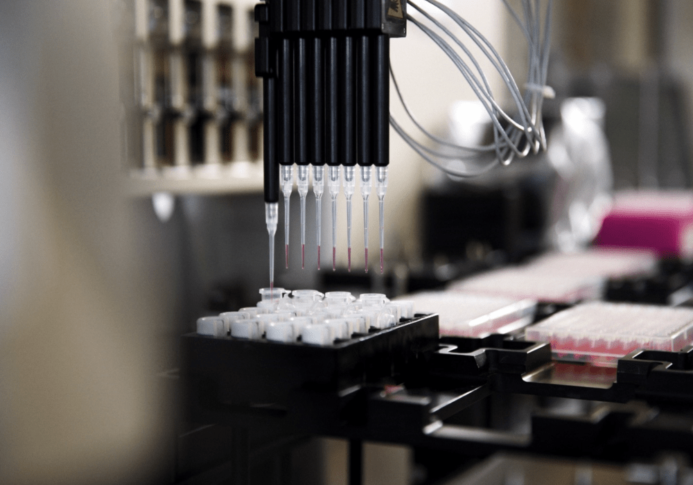 biomarker test tubes in a lab