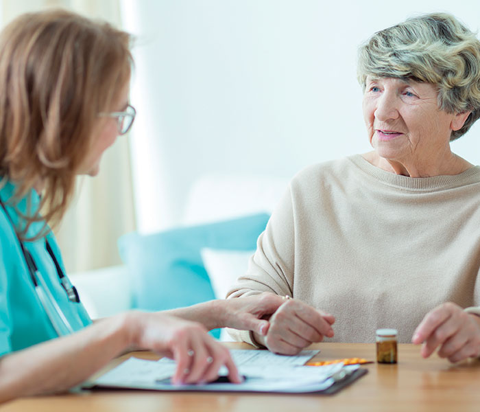 Nurse and patient conversation